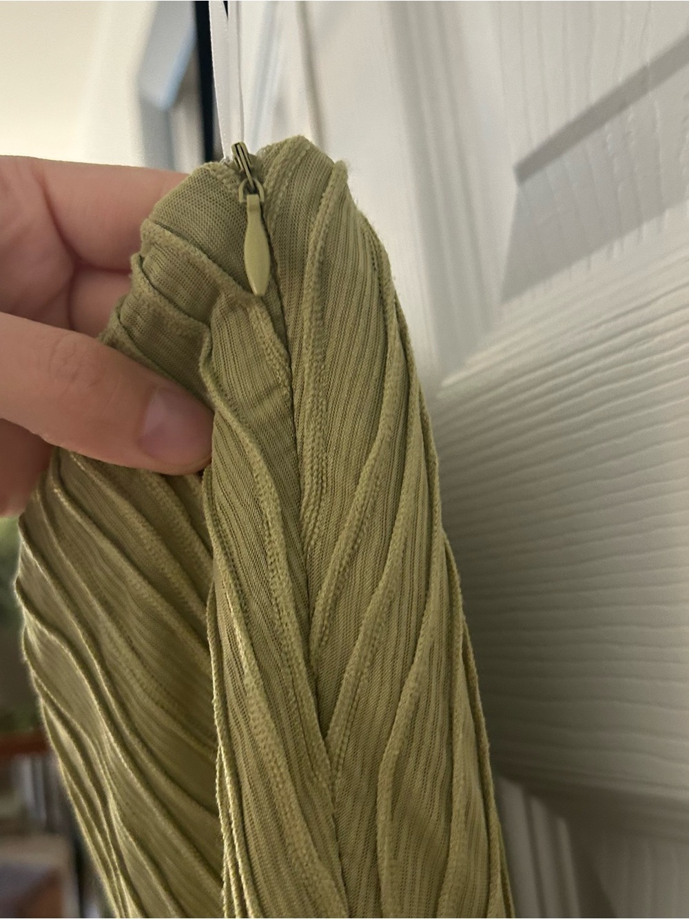 Lulu’s Aristea Light Green Textured One-Shoulder Midi Dress - Picture 6 of 8